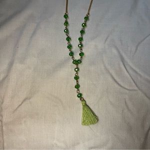 Green fringe necklace
